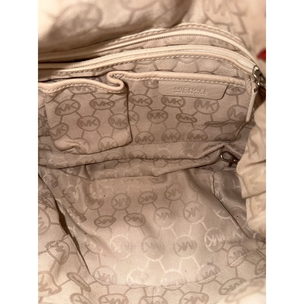 Michael Kors Beige Snake Embossed Leather Hobo Shoulder Bag Silver Hardware